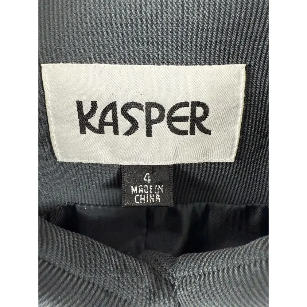 Kasper‎ Size 4 Career Blazer Jacket Black Chains Long Sleeve Collar Lined